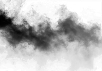 black smoke or fog isolated on white background.	