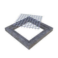 Concrete Floor Grate, 3d illustration isolated on white background