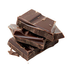 A piece of dark chocolate isolated on white