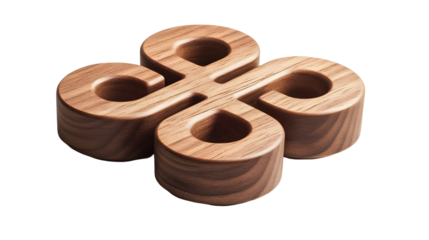 Wooden Symbol Rotating Smoothly, Isolated on White Background