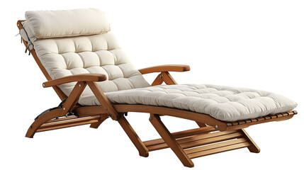 Wooden Reclining Chair Relaxing, Isolated on White Background