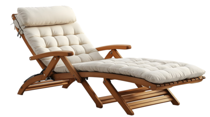 Wooden Reclining Chair Relaxing, Isolated on White Background