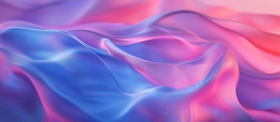 Obraz premium 3D rendering of flowing silk, glowing in pink and blue hues, with abstract shapes in the background