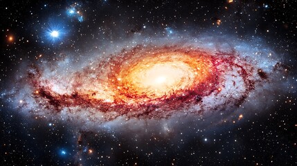 Naklejka premium Beautiful Spiral Galaxy Displaying Bright Stars and Swirling Galactic Arms
