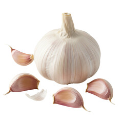 Garlic on white background, cutout, PNG image