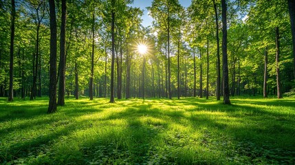 Obraz premium Serene Forest Landscape on a Sunny Summer Day