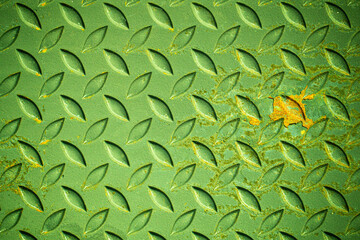 Green steel surface and rust.