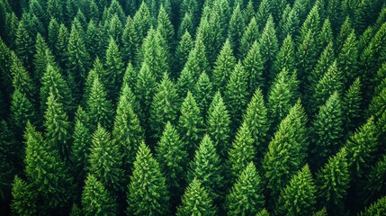 Vibrant Green Forest Canopy: Sustainable Spruce Fir Pine Ecosystem