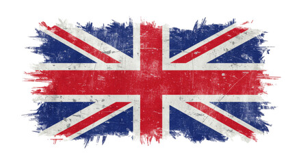 UK flag in a paint brush stroke, isolated on a transparent background, PNG