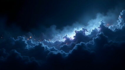 Deep Ultramarine to Obsidian Cosmic Gradient with Swirling Nebula Patterns – High-Resolution Stock Background