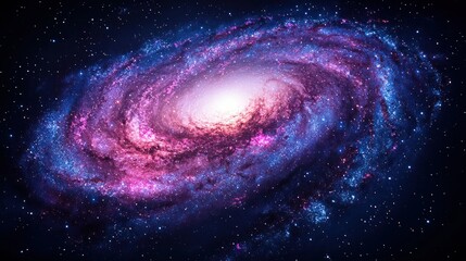 Cosmic Whirlpool Galactic Spiral Radiates in Vast Expanse, Ideal Space Exploration