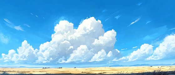 Ethereal White Cloud in Blue Sky View