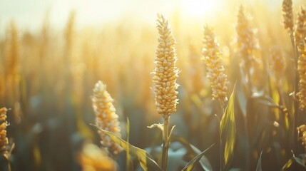 Fresh Yellow Corn on Stalk Ready for Harvest