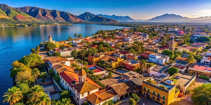 Aerial View of Ajijic, Jalisco, Mexico: Lakeside Charm and Colorful Houses