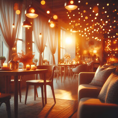 A cozy and warmly lit living space with a strong hygge-inspired atmosphere A wooden coffee table in the foreground holds an assortment of glowing candles, a rustic lantern, and a book