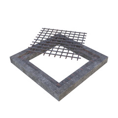 Concrete Floor Grate, 3d illustration isolated on white background
