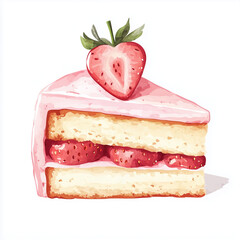 Watercolor of strawberry cake