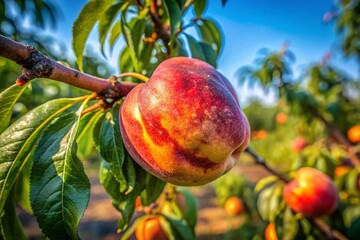 Obraz premium Aerial View of a Single Imperfect Peach from a Drone
