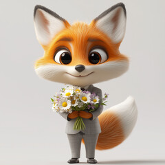 cute Easter fox in a beautiful suit,