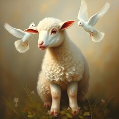 Easter lamb with doves
