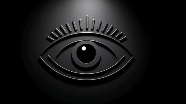 Abstract Eye Symbol illuminati Slowly Rotating in Dark Cinematic Environment suitable for futuristic designs, technology concepts, digital backgrounds, and scifi themed projects.