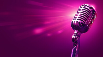 Cutting-edge microphone with radiant fuchsia and eggplant tones, representing the forefront of audio innovation and style.