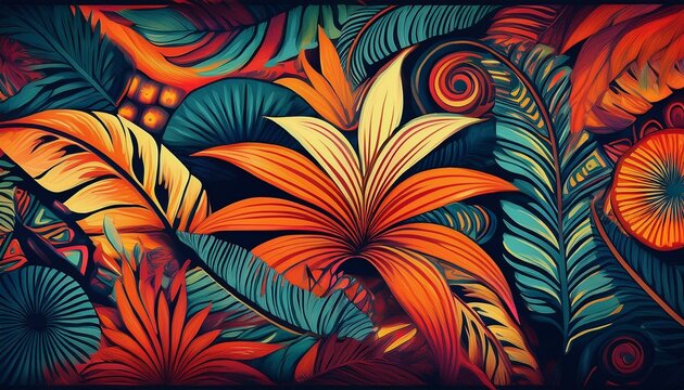 abstract background with tropical polynesian art