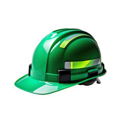 Fototapeta premium Green Hard Hat with Reflective Tape for Construction Safety Isolated on Transparent Background.