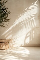 stylish abstract background of palm leaf shadows on a light backdrop  
