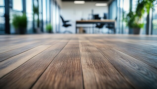 Dark Brown Wood Floor in Modern Office Setting