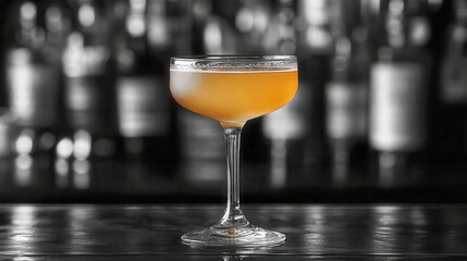 Beautiful presentation of a Between the Sheets cocktail in a chilled coupe glass with a pale amber hue