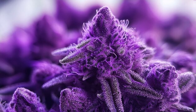 closeup shot of purple kush trichomes