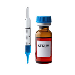Healthcare Serum Container and Precision Pipette, Isolated on Transparent Background.