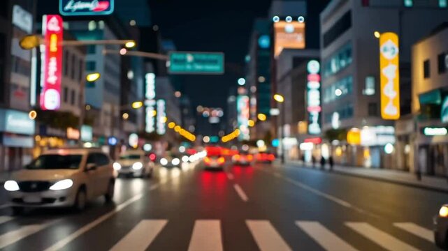 Paris night with Driving at Night on Busy City Road with Light Streaks