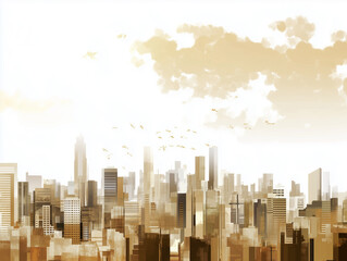 Paysage urbain moderne en fond, illustration