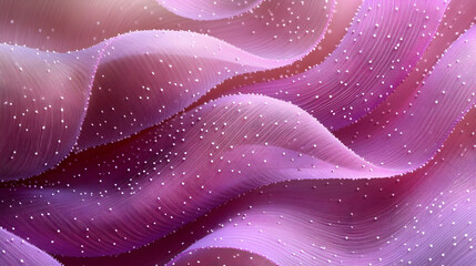 Abstract 3D Render of Purple Fabric with White Dots, Swirling Waves Texture
