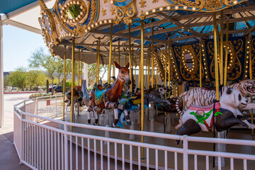 A merry go round at the Arizona Boardwalk in Scottsdale Arizona USA