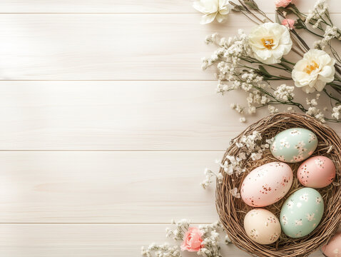 &OElig;ufs de P&acirc;ques sur une planche en bois