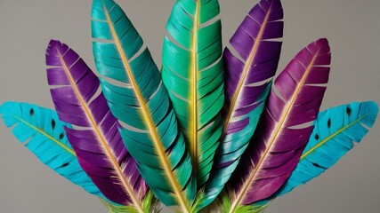Vibrant and colorful arrangement of feathers.