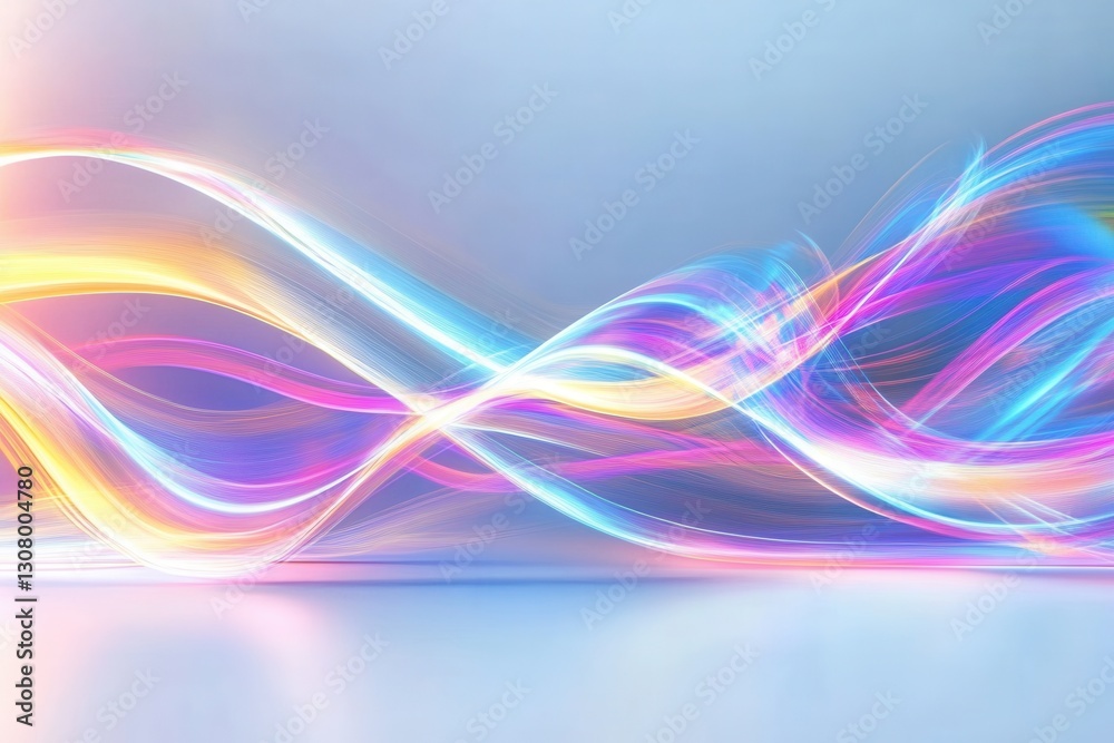 Fototapete Glowing neon lines create a futuristic digital landscape with elegant light trails on a bright background Generative AI