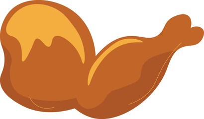 Cartoon Illustration of Fried Chicken Leg