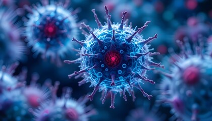 Microscopic picture of cancer cells, representing automobile T-cell therapy attacking cancers.