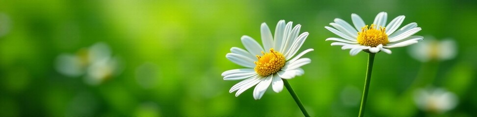 Fototapeta premium Close-up of delicate white daisies against green foliage, summer, macro, delicate