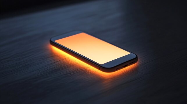 Modern smartphone on clean desk with light