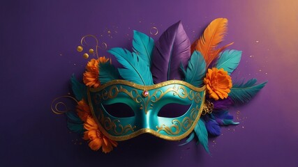 Ornate Brazilian carnival mask with a symmetrical design