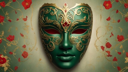 Ornate Brazilian carnival mask with a symmetrical design