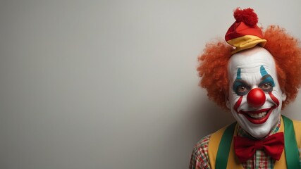 Clown with a striking and colorful appearance.