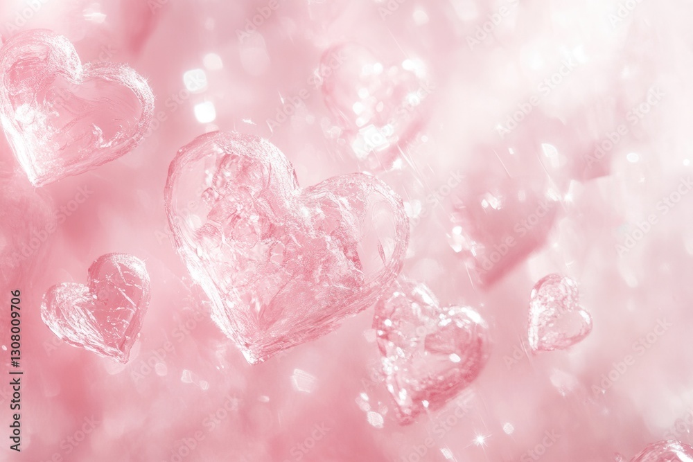 Aufkleber soft pink hues create a dreamy atmosphere with floating hearts and delicate textures celebrating lov
