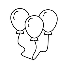 Isolated balloon icon on white background. Isolated Illustration of Happy Birthday Emblem, White Background Logo Template Outline