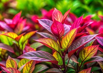 Alternanthera dentata, Joyweed,  Red stem,  Close-up, Green Nature Background Stock Photo